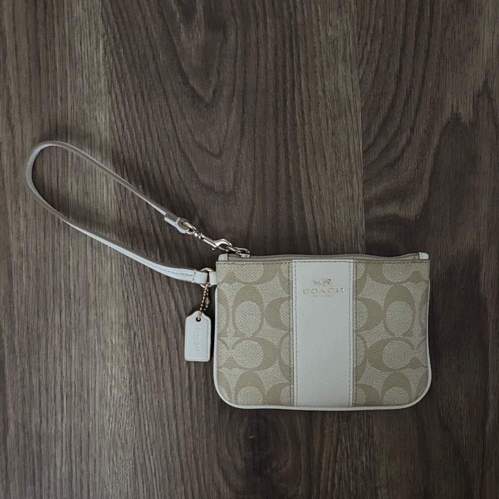 Coach Signature Beige Wristlet
